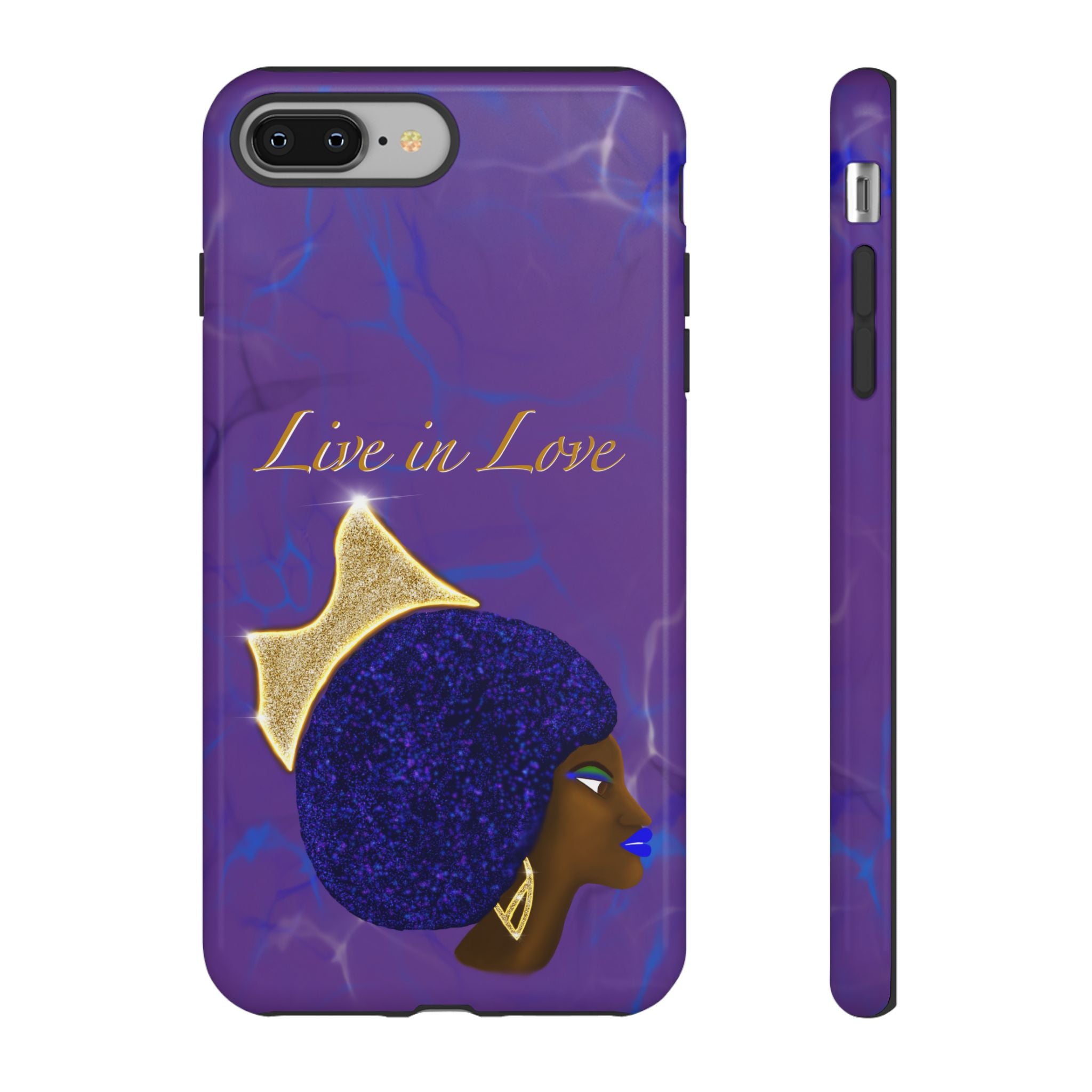 Live In Love Crowned Galaxy Afro Sticker — Black Queen with Gold Crown