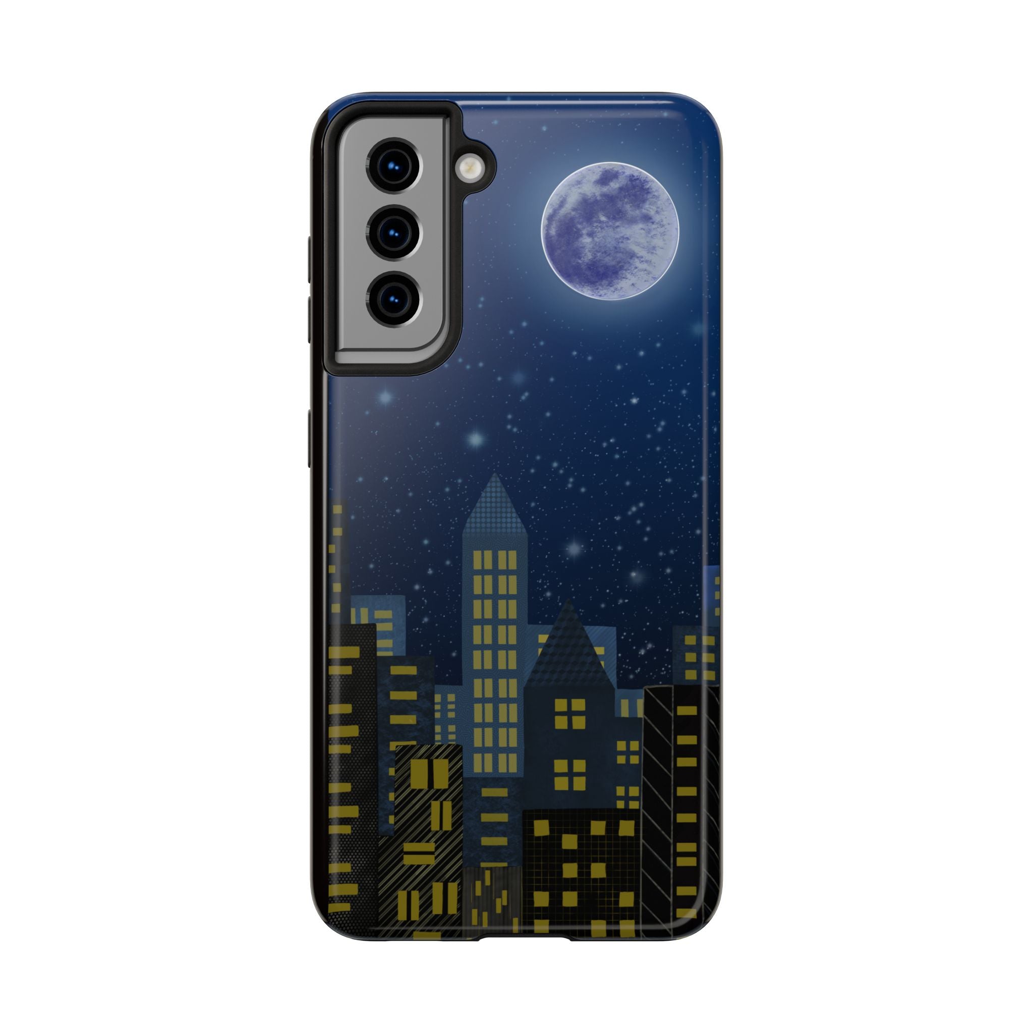Moonlit City Phone Case — Starry Blue Night Skyline
