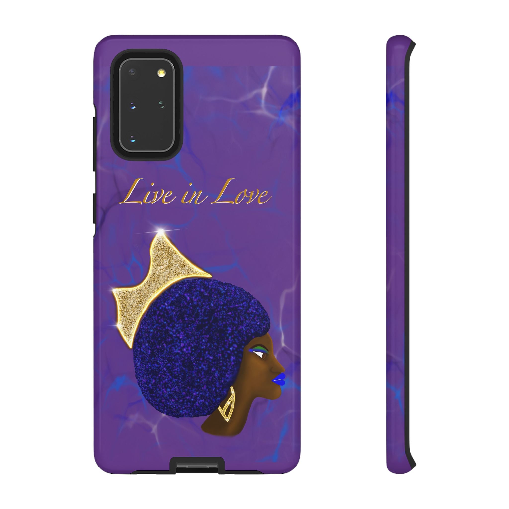 Live In Love Crowned Galaxy Afro Sticker — Black Queen with Gold Crown