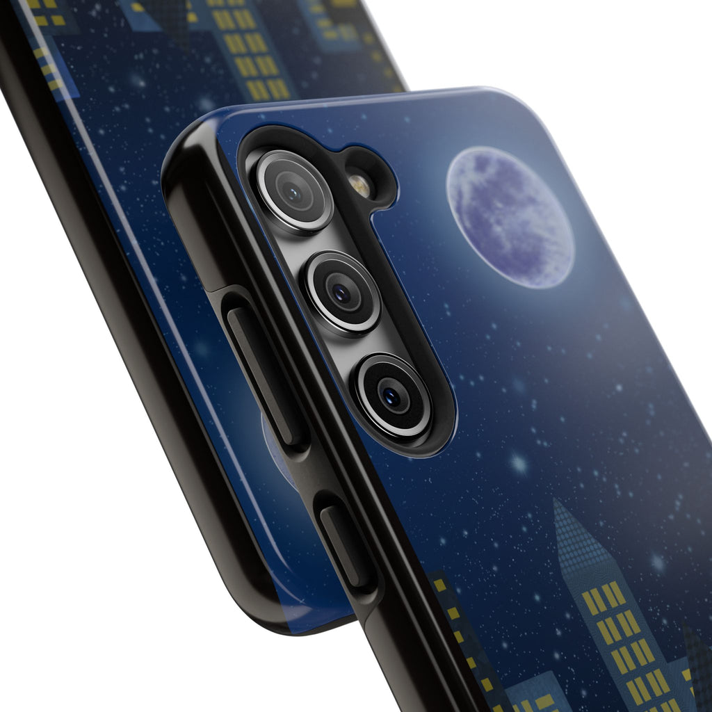 Moonlit City Phone Case — Starry Blue Night Skyline