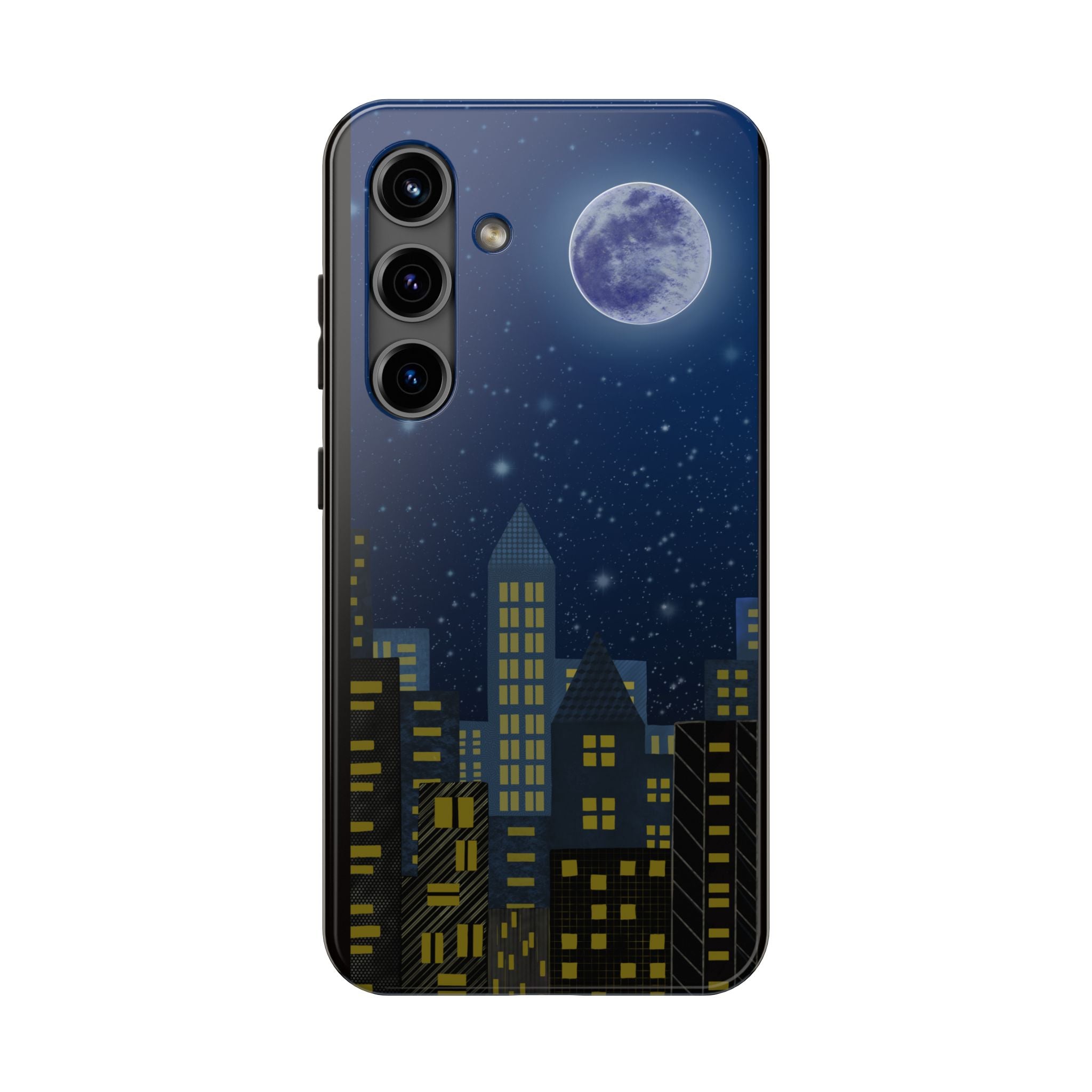 Moonlit City Phone Case — Starry Blue Night Skyline