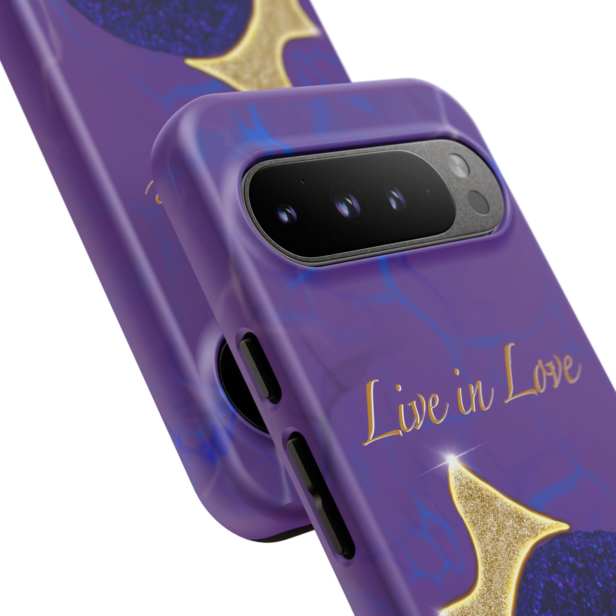 Live In Love Crowned Galaxy Afro Sticker — Black Queen with Gold Crown