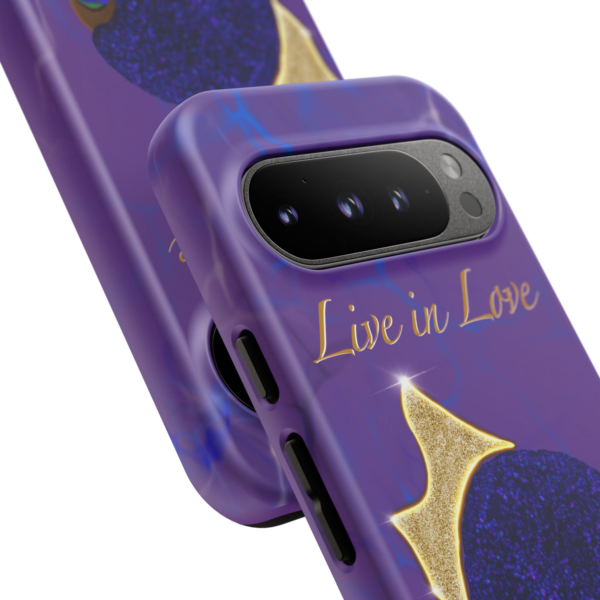 Live In Love Crowned Galaxy Afro Sticker — Black Queen with Gold Crown