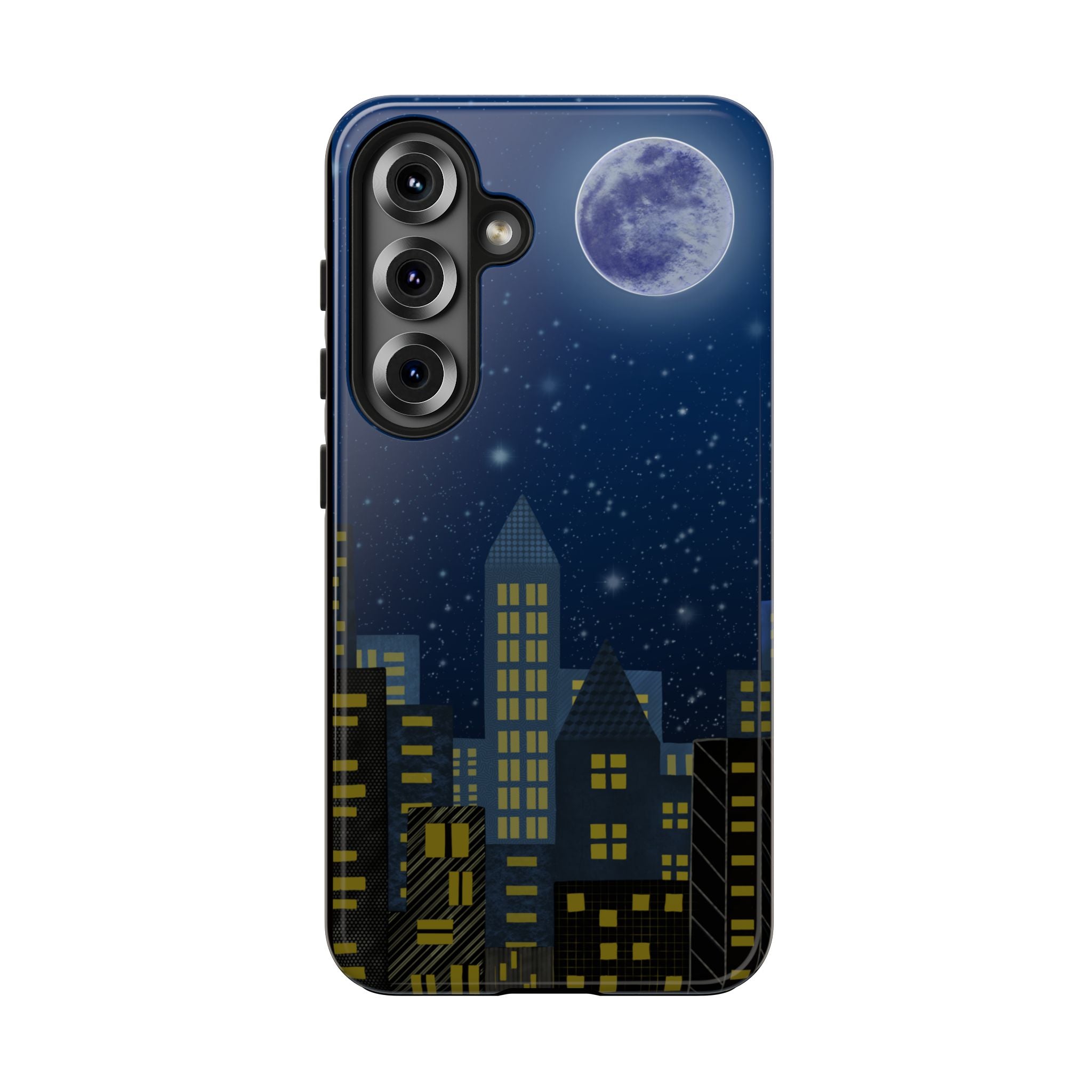 Moonlit City Phone Case — Starry Blue Night Skyline