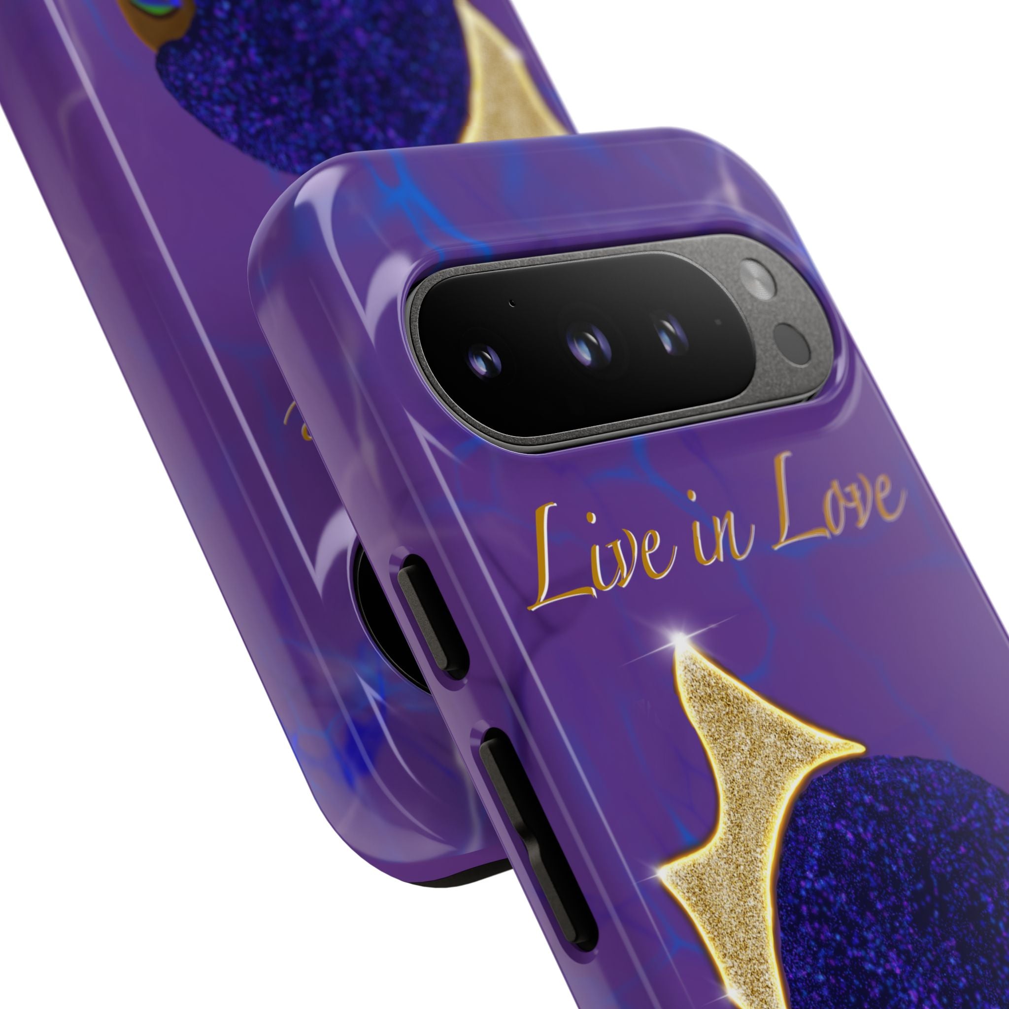 Live In Love Crowned Galaxy Afro Sticker — Black Queen with Gold Crown