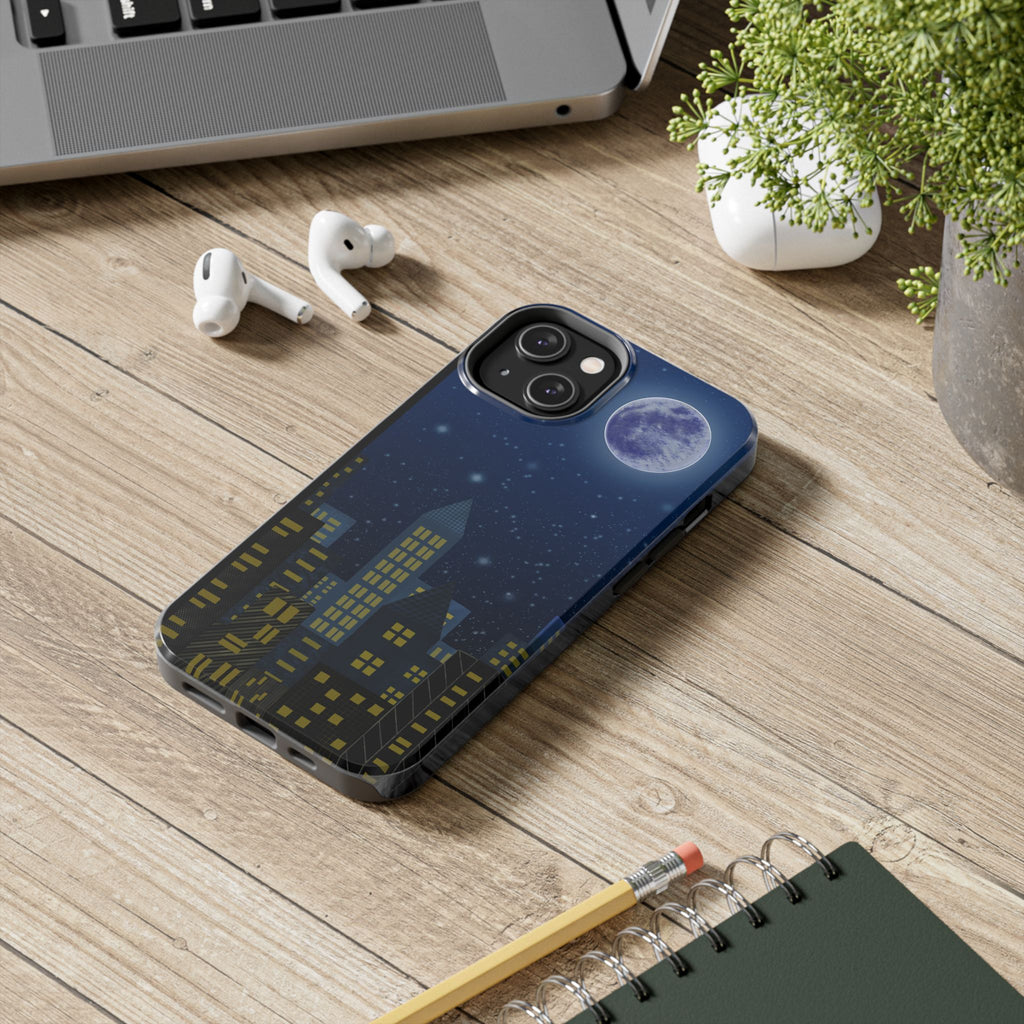 Moonlit City Phone Case — Starry Blue Night Skyline