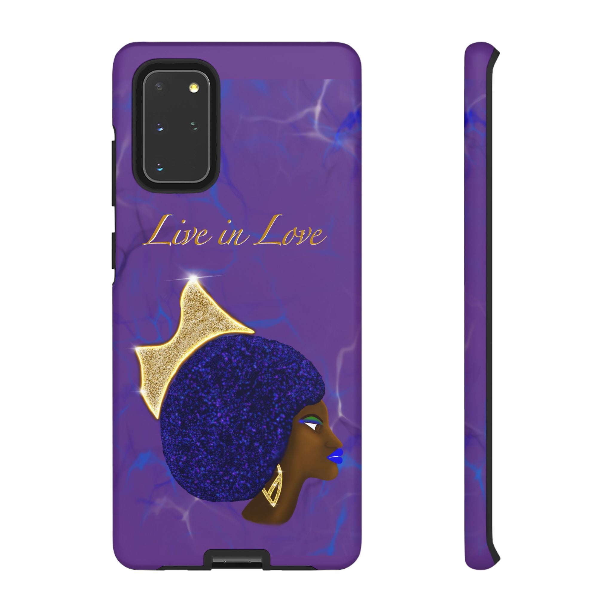 Live In Love Crowned Galaxy Afro Sticker — Black Queen with Gold Crown