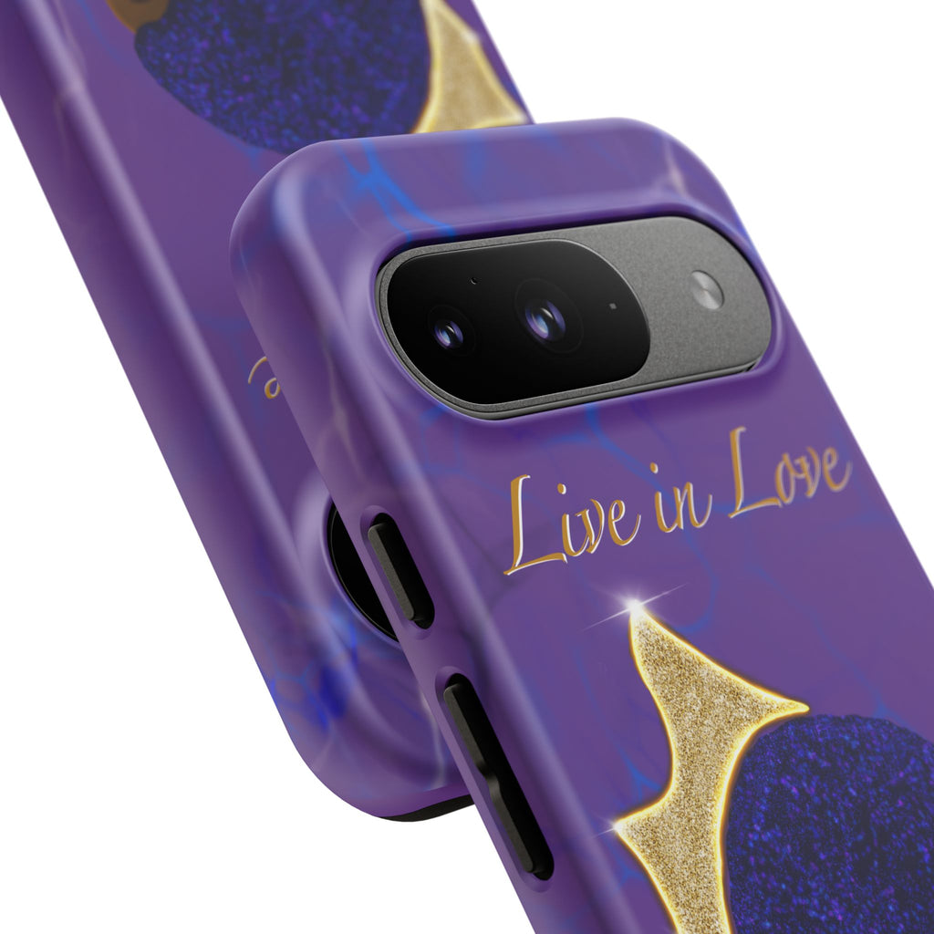 Live In Love Crowned Galaxy Afro Sticker — Black Queen with Gold Crown