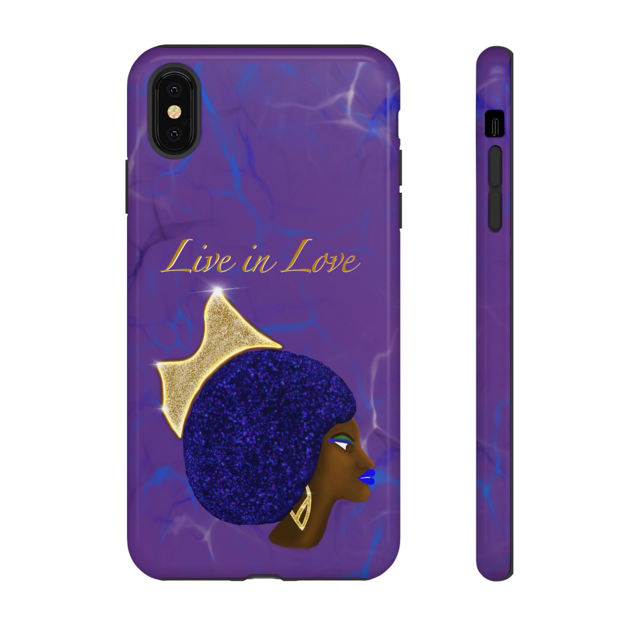 Live In Love Crowned Galaxy Afro Sticker — Black Queen with Gold Crown