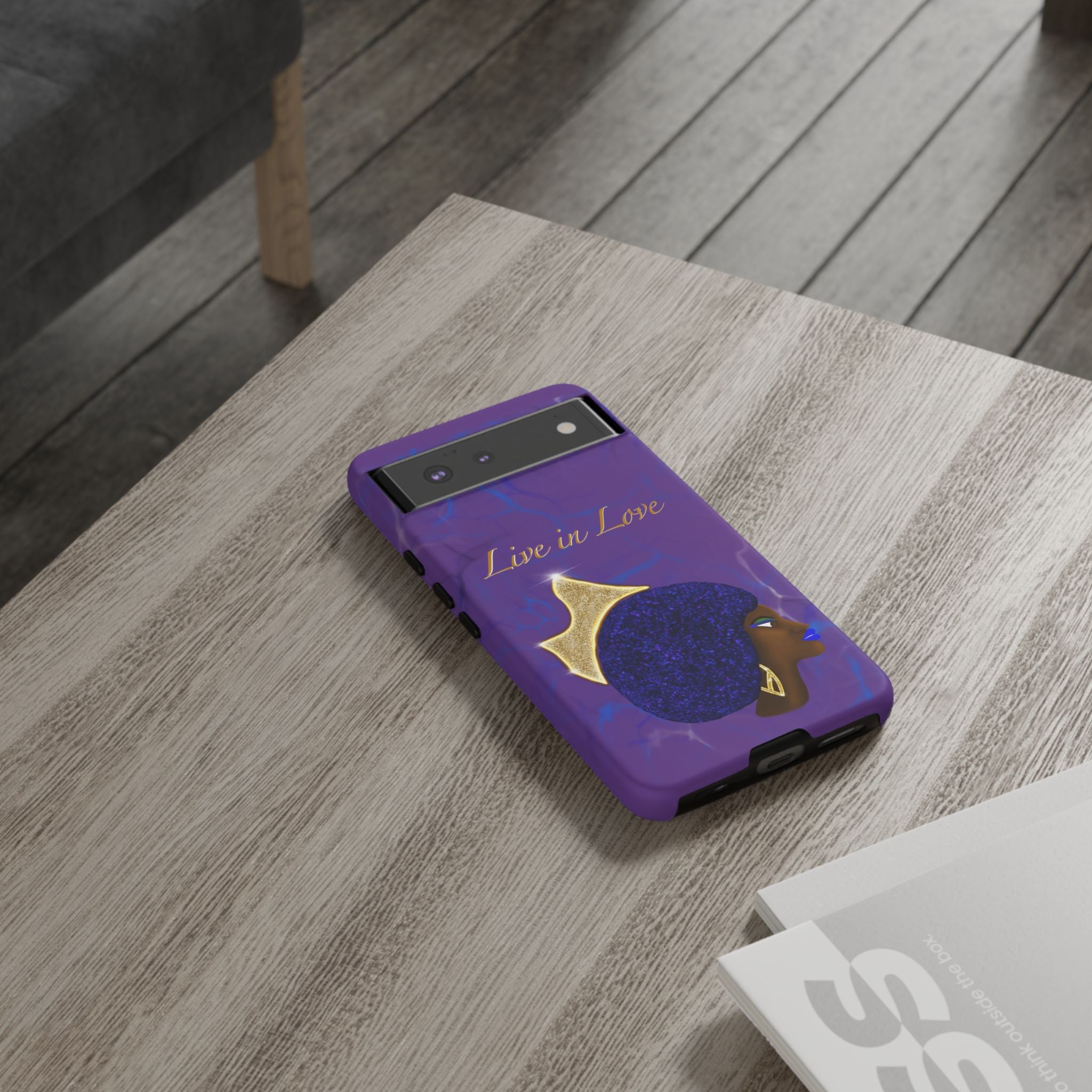 Live In Love Crowned Galaxy Afro Sticker — Black Queen with Gold Crown