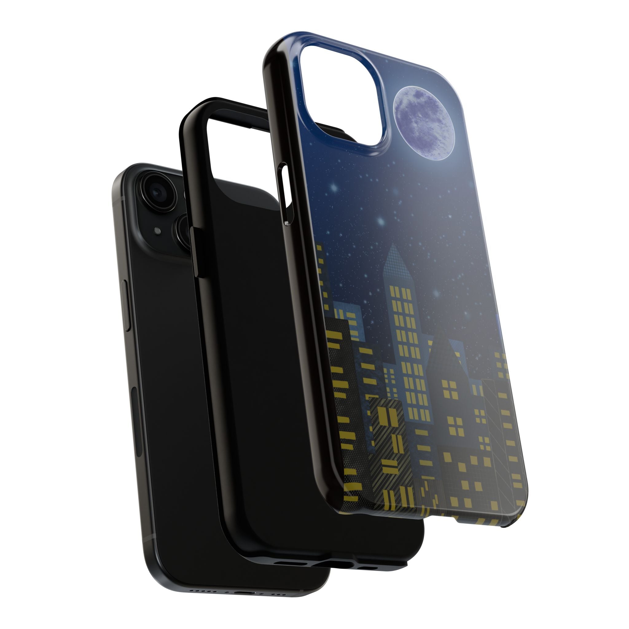 Moonlit City Phone Case — Starry Blue Night Skyline