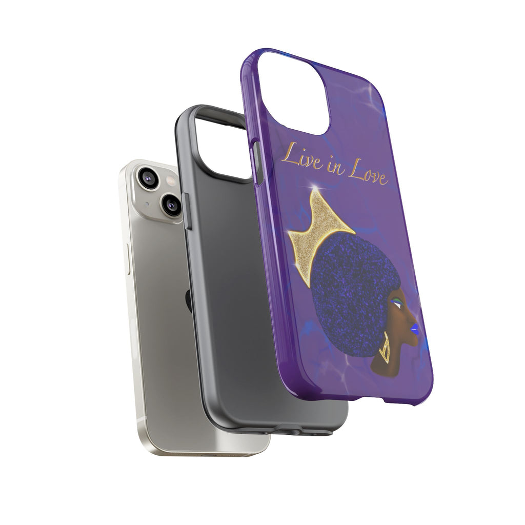 Live In Love Crowned Galaxy Afro Sticker — Black Queen with Gold Crown