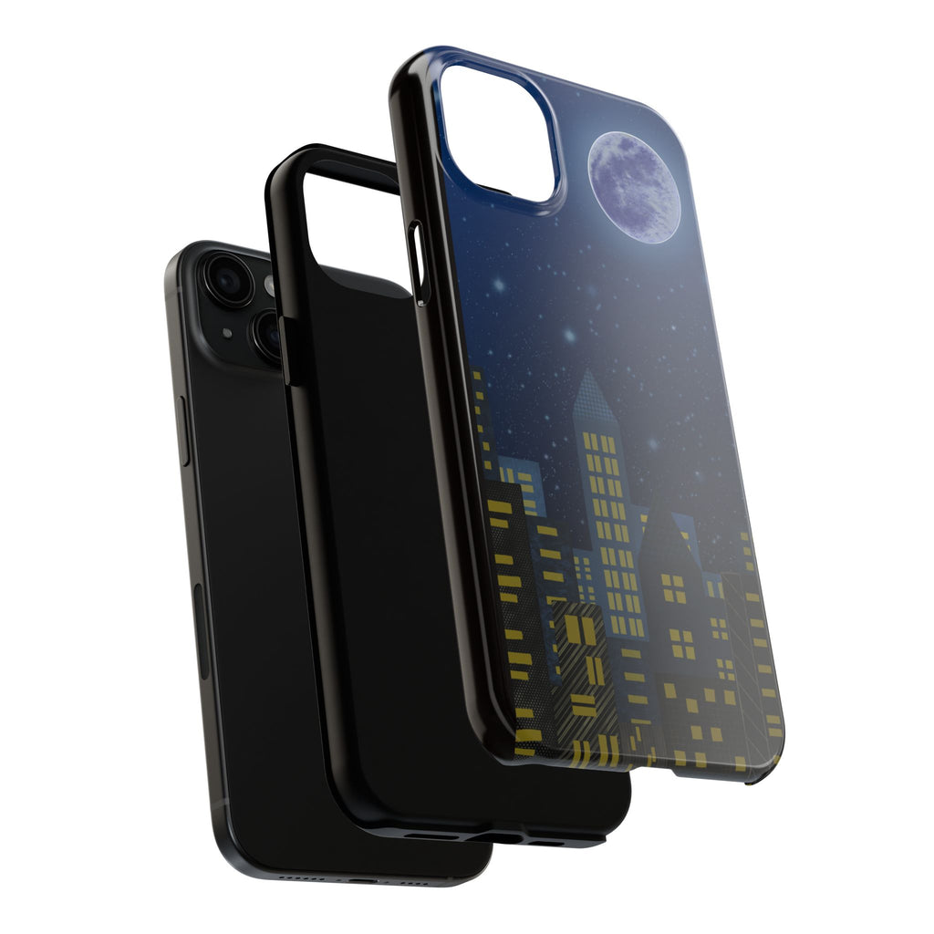 Moonlit City Phone Case — Starry Blue Night Skyline