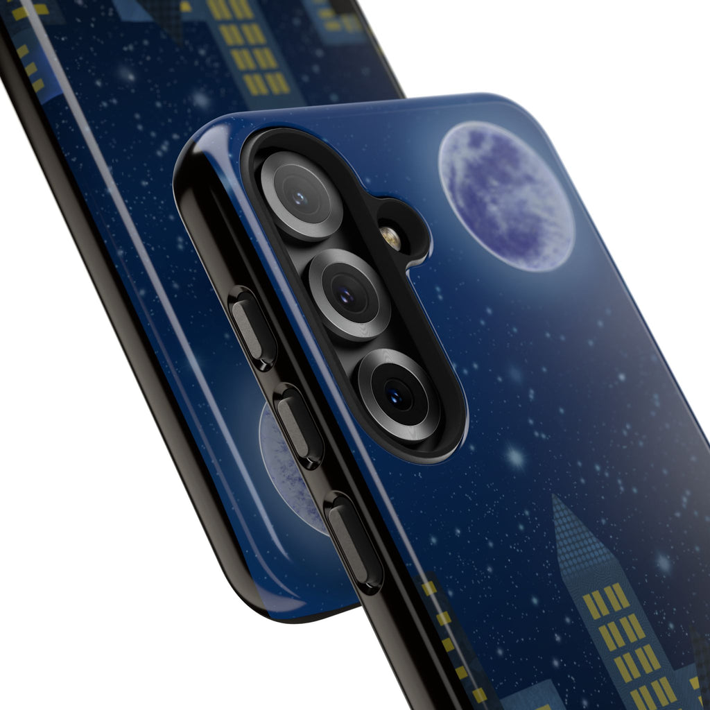 Moonlit City Phone Case — Starry Blue Night Skyline